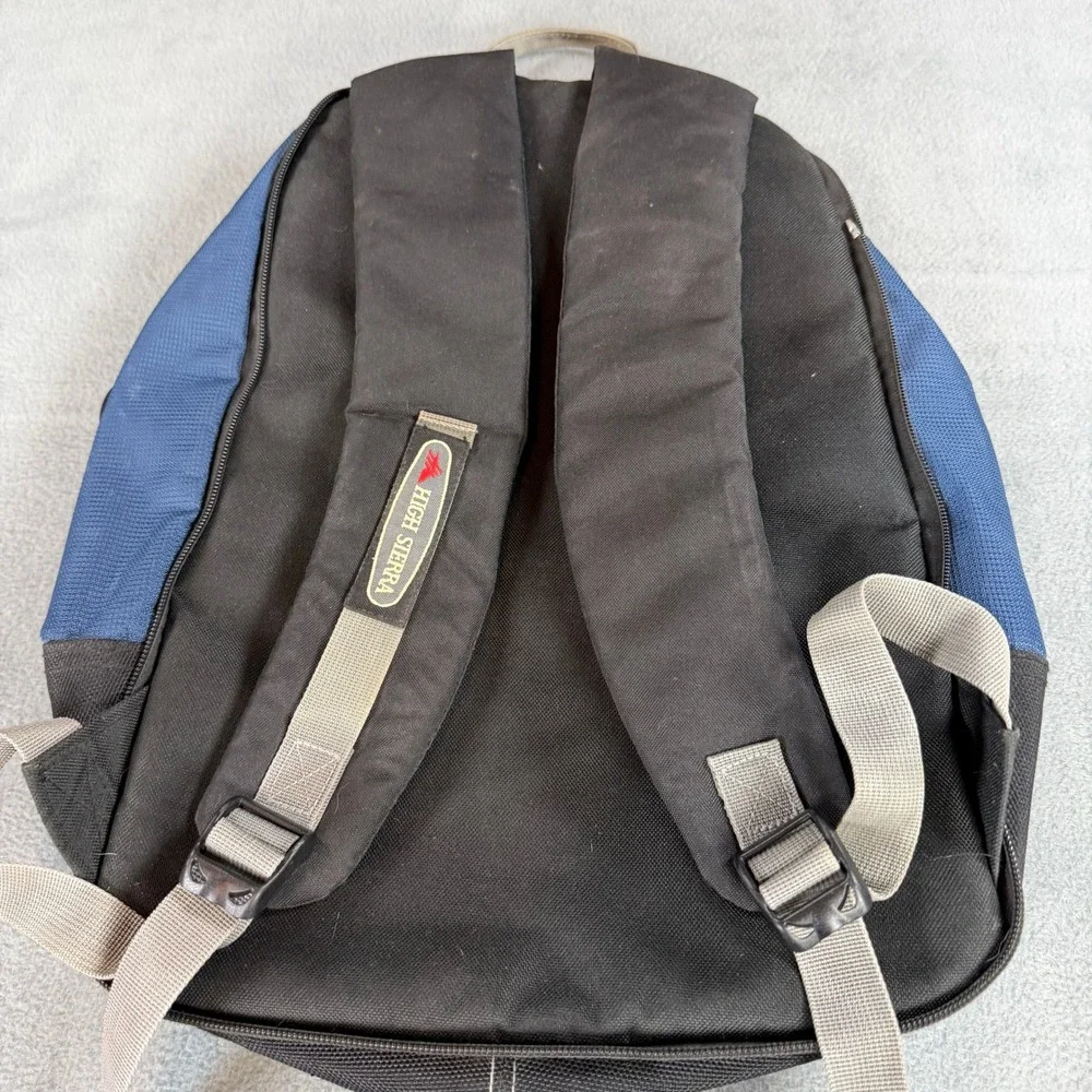 High Sierra Backpack Blue Black Multi Compartment School Hiking Daypack Bag